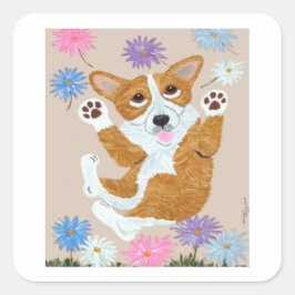 Adesivo Quadrado Corgi Sticker