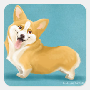 Adesivo Quadrado Corgi Stickers