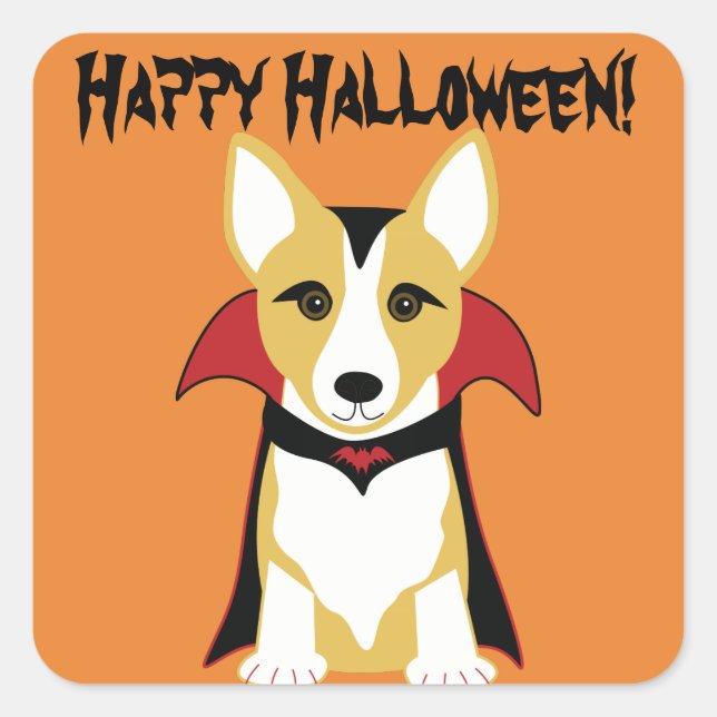 Adesivo Quadrado Corgi Vampire Stickers (Frente)