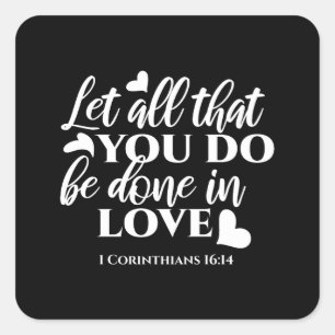 Adesivo Quadrado Corintianos preto e branco 1 verso de Bíblia 16:14