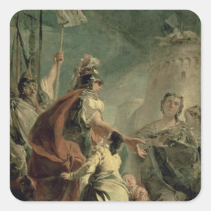 Adesivo Quadrado Coriolanus nos arredores de Roma, c.1725