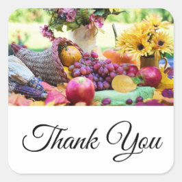 Adesivo Quadrado Cornucopia Autumn Harvest Chef Mesa Obrigado