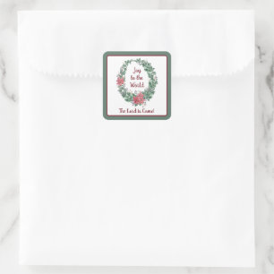 Adesivo Quadrado Coroa básica de aquarela personalizada Natal Feria