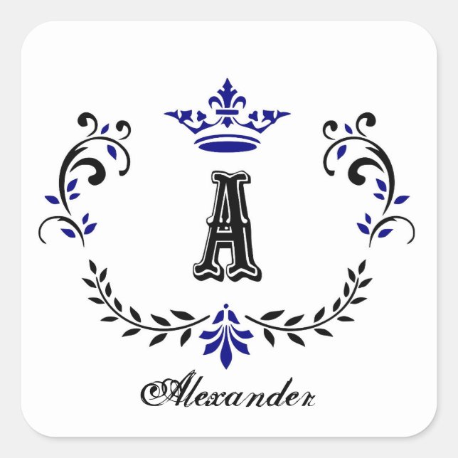 Adesivo Quadrado Coroa Coroa Um Casamento Monograma (Frente)