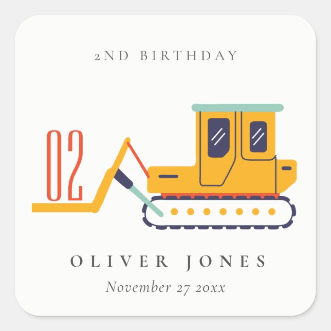 Adesivo Quadrado Coroa De Construção Levanta Qualquer Idade Anivers (Frente)