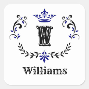 Adesivo Quadrado Coroa de Monograma 'W'