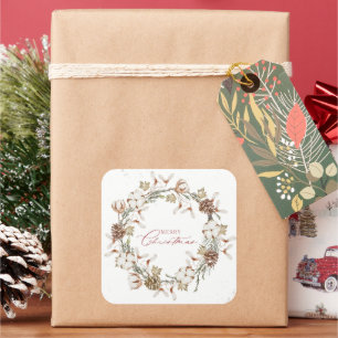 Adesivo Quadrado Coroa de Natal Minimalista