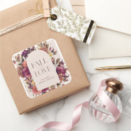 Adesivo Quadrado Coroa de Outono para Cair no Amor Arco Rosa Chá de