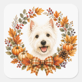 Adesivo Quadrado Coroa de Outono Westie
