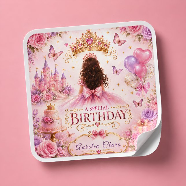 Adesivo Quadrado Coroa de Princesa Aniversário (Criador carregado)