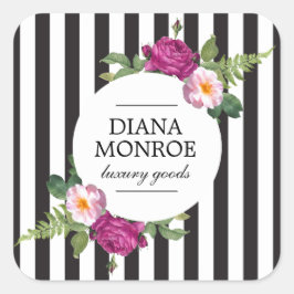 Adesivo Quadrado Coroa Floral Listrada Moderna