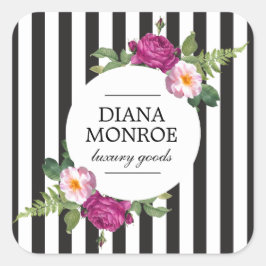 Adesivo Quadrado Coroa Floral Moderna Listrada