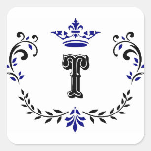 Adesivo Quadrado Coroa Monograma 'T'