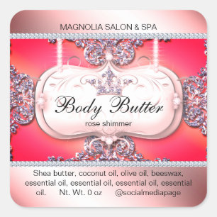 Adesivo Quadrado Coroa Salon Glitter Prata Rosa Sangria