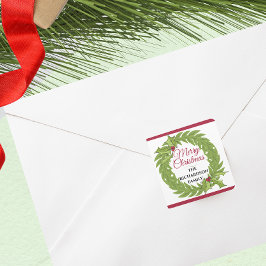 Adesivo Quadrado Coroa Verde Moderna Feliz Natal Personalizada
