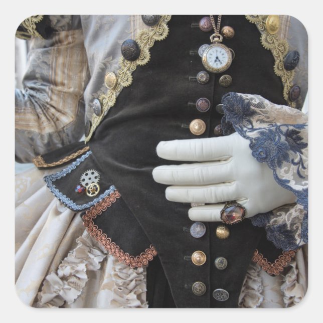 Adesivo Quadrado Corpetes Steampunk, Carnaval, Veneza (Frente)