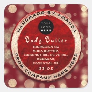 Adesivo Quadrado Corpo do logotipo Manteiga balm Confetto de Ruby