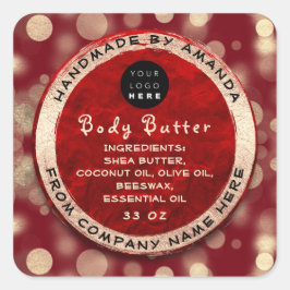 Adesivo Quadrado Corpo do logotipo Manteiga balm Confetto de Ruby D