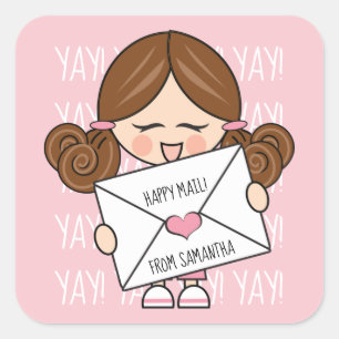 Adesivo Quadrado Corpo Feliz de Corda Castanha-de-Cabelo-Castanho