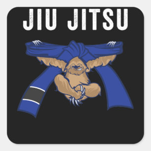 Adesivo Quadrado Correia azul de Jiu Jitsu da preguiça de Jiu Jits