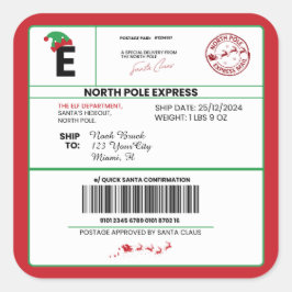 Adesivo Quadrado Correio De Natal Dos Papais noeis Do Polo Norte,