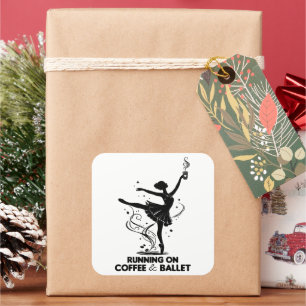 Adesivo Quadrado Correndo Com Café E Ballet Professor Divertido Dan