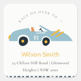 Adesivo Quadrado Corrida Corta Sobre O Endereço Para Crianças De Ca