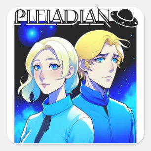 Adesivo Quadrado Corrida de Alienígena do Pleiade e OVNI