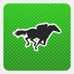 Adesivo Quadrado Corrida de Cavalo Verde