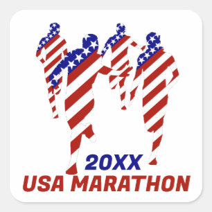 Adesivo Quadrado CORRIDA DE MARATONA / REVEZAMENTO Patriótico dos E