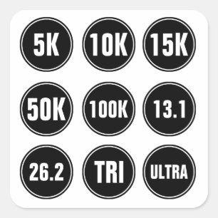 Adesivo Quadrado Corrida de Maratona, Triatlo, 5K, 10K...