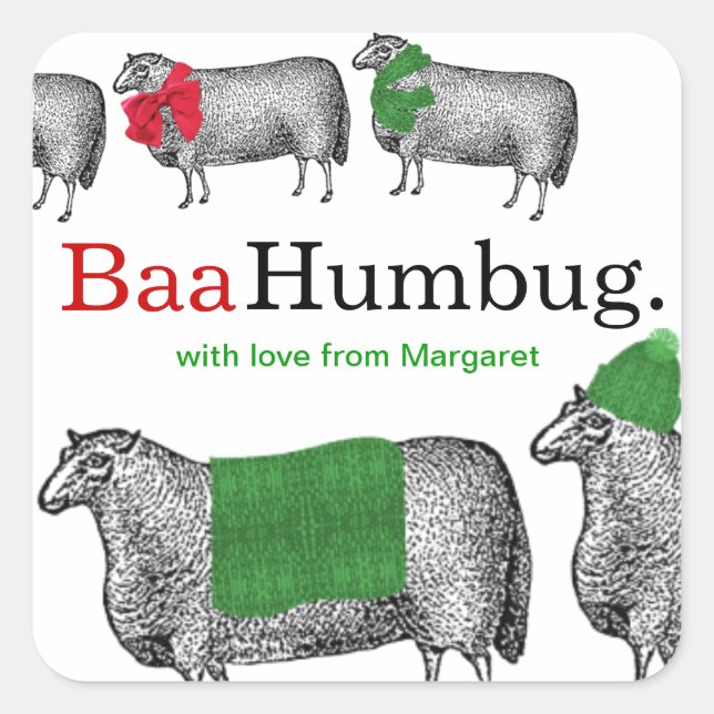 Adesivo Quadrado Cortador-tricô Carneiro-de-natal que cachecol (Frente)