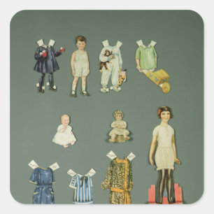 Adesivo Quadrado Corte a boneca e as roupas, 1920 do começo dos ano