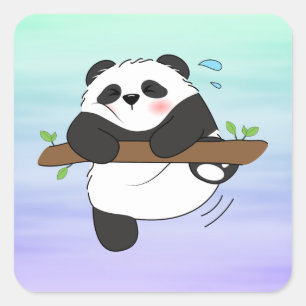 Adesivo Quadrado Corte De Panda Dupla Frente De Volta
