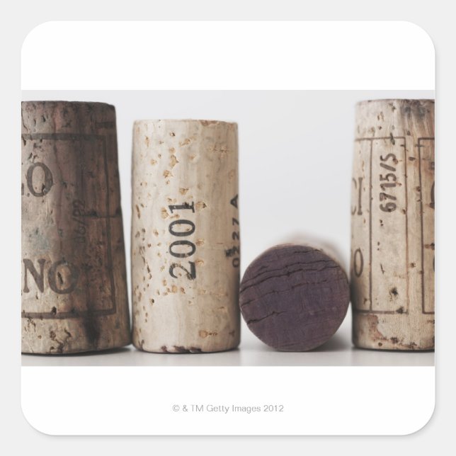 Adesivo Quadrado Cortiça de vinho com datas (Frente)