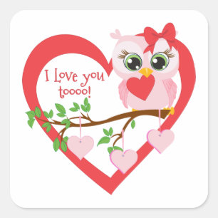 Adesivo Quadrado Coruja de Amor