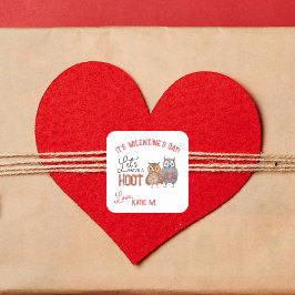 Adesivo Quadrado Coruja Dia de os namorados para crianças