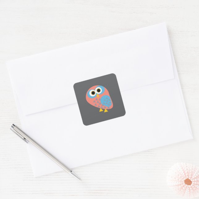 Adesivo Quadrado Coruja Hootie (Envelope)