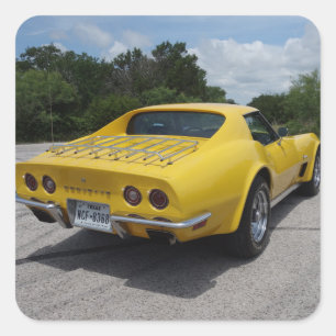 Adesivo Quadrado Corvette amarelo clássico 1973