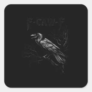 Adesivo Quadrado Corvo, F-Caw-F Pássaro Retro Clássico