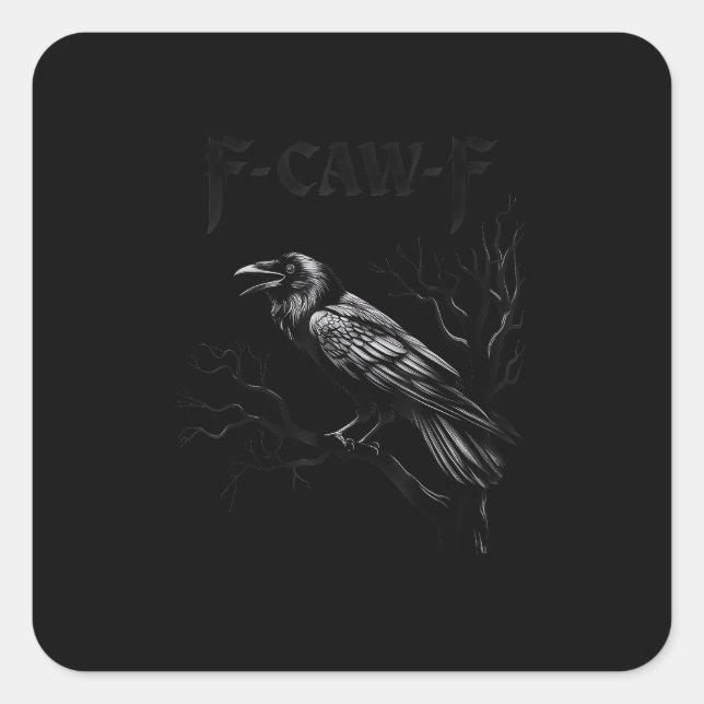 Adesivo Quadrado Corvo, F-Caw-F Pássaro Retro Clássico (Frente)