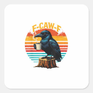Adesivo Quadrado Corvo Gótico Engraçado F Caw F Café de Halloween