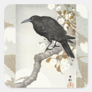 Adesivo Quadrado Corvo Koson Japonês Pássaro Corvo