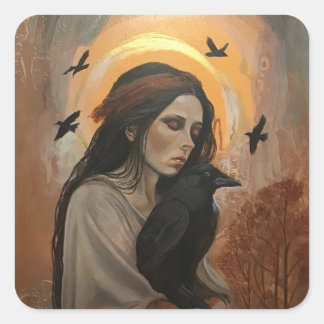 Adesivo Quadrado Corvo preto com adesivos-dama