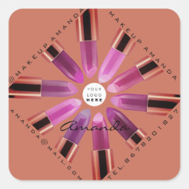 Adesivo Quadrado Cosmetica MakeRosa Dourado Lípstick Compro de logo