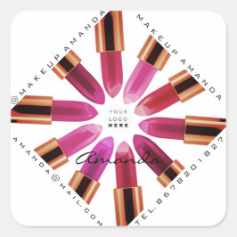 Adesivo Quadrado Cosmetica Maketica Dourada Lípstick Compro de logo