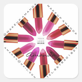 Adesivo Quadrado Cosmetica Maketica Dourada Lípstick Compro de logo