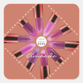 Adesivo Quadrado Cosmetica Makeup Rosa Dourado Lipsticks Compro de 