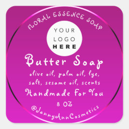 Adesivo Quadrado Cosméticos de sabão da manteiga Logotipo feito à m