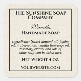 Adesivo Quadrado Cosméticos de sabão em papel, de cor bege